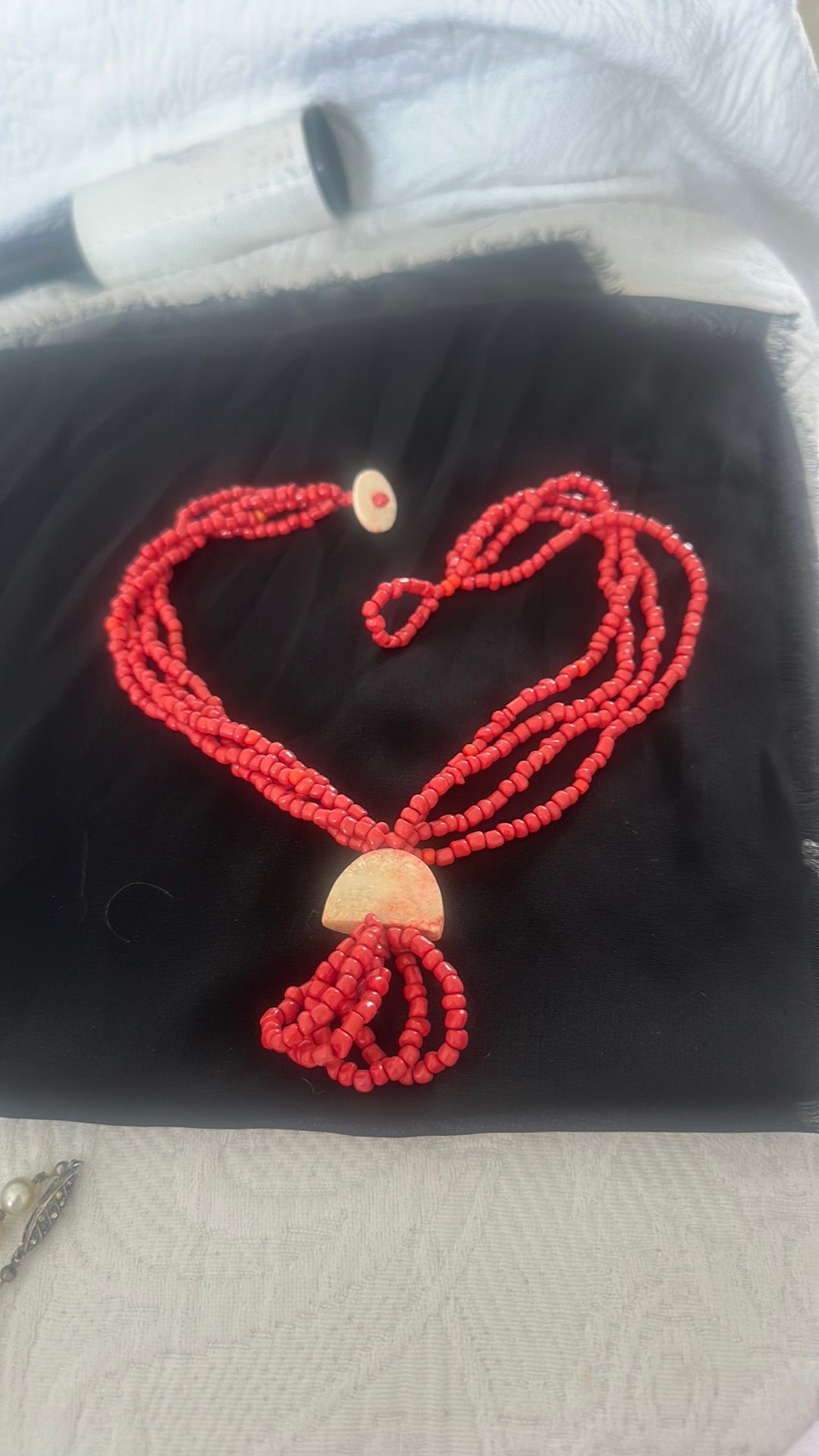 Koraal ketting, Verzenden, Zo goed als nieuw, Rood, Steen of Mineraal