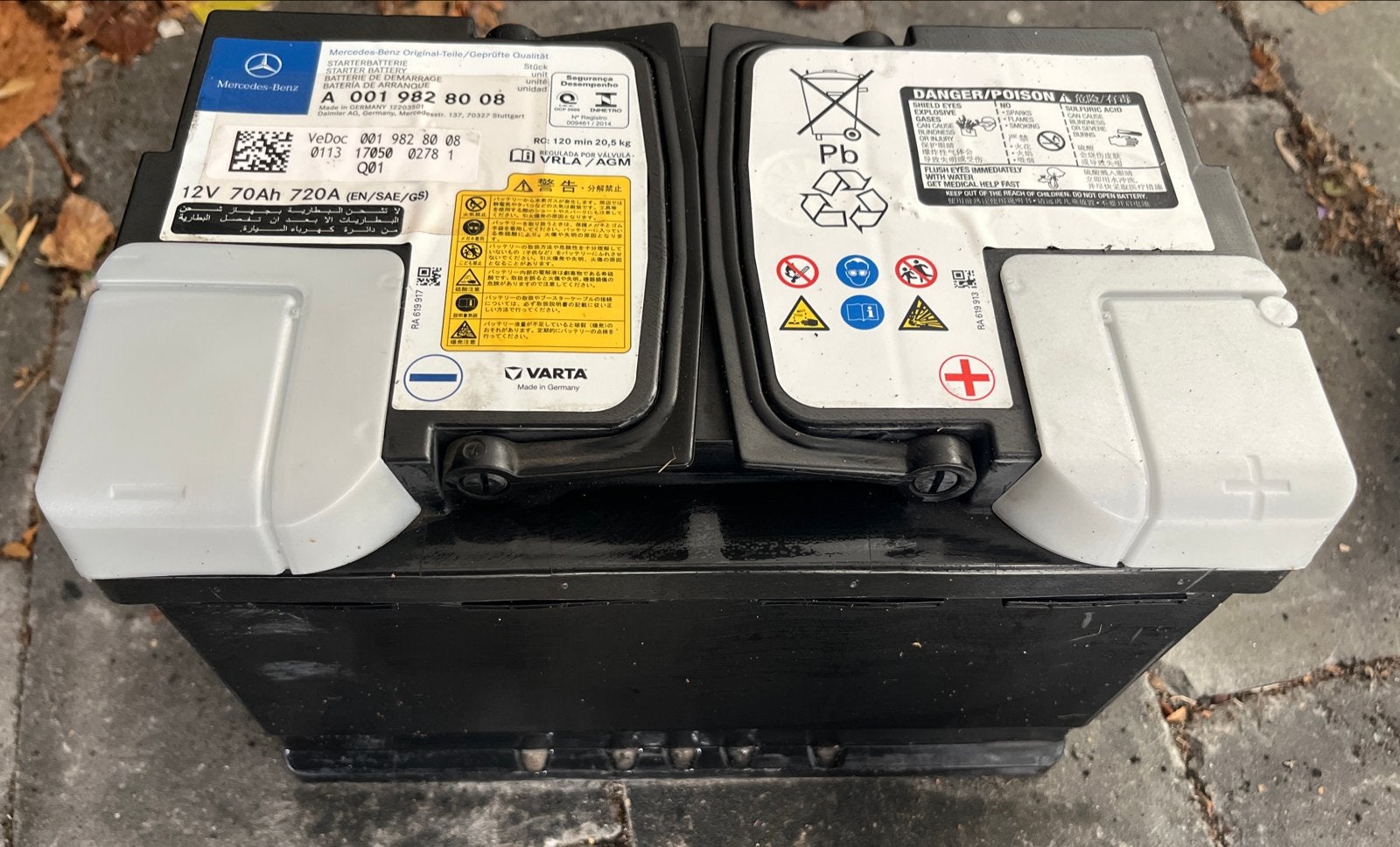Mercedes-Benz Startaccu 12V 70Ah 720A (A 001 982 80 08), Auto-onderdelen, Accu's en Toebehoren, Ophalen, Gebruikt, Mercedes-Benz