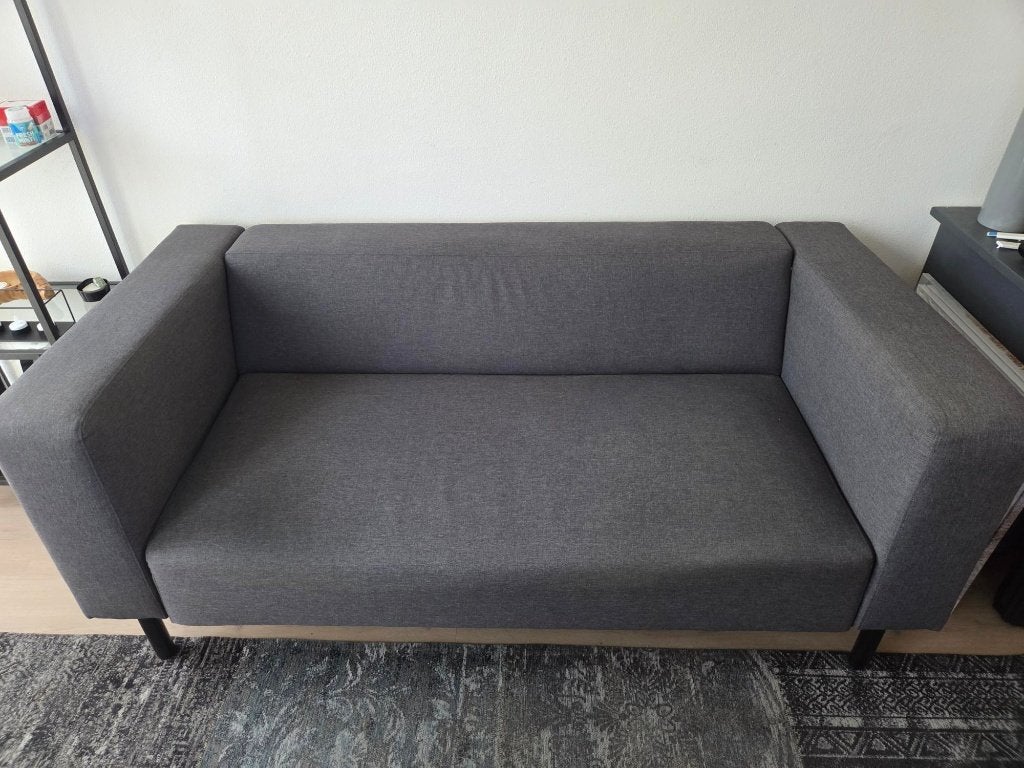 Stijlvolle grijze tweezitsbank, Ophalen, 150 tot 200 cm, Tweepersoons, 75 tot 100 cm