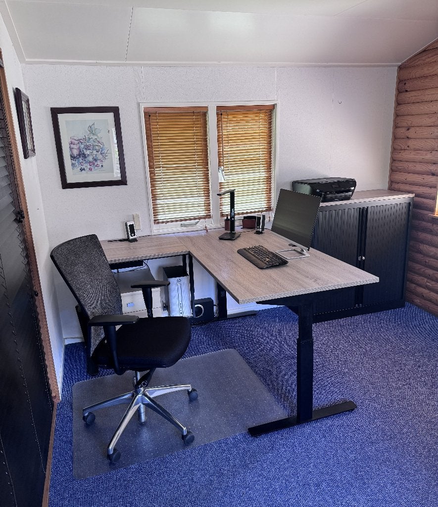 Hoekbureau set met roldeurkast, Huis en Inrichting, Ophalen, Zwart, 160 cm, Hout