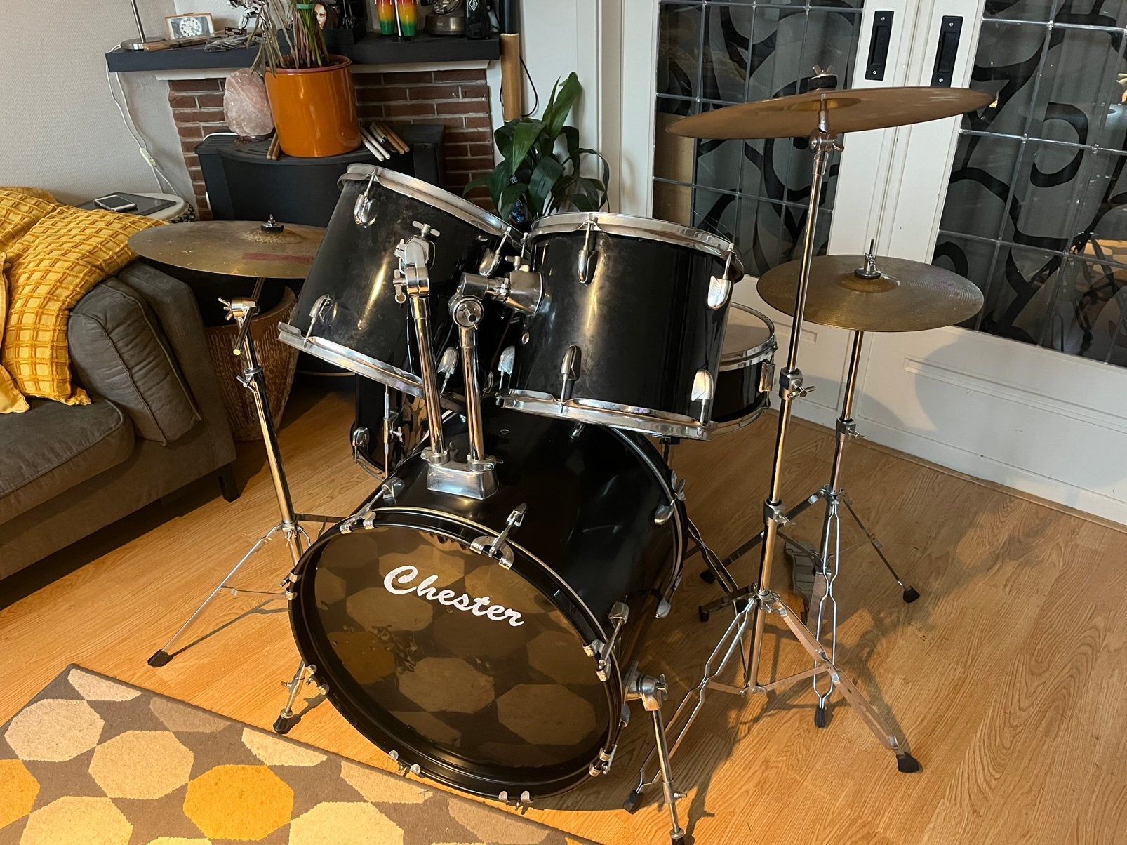 Mooi compleet drumstel incl. Meinl bekkenset, Ophalen of Verzenden, Zo goed als nieuw