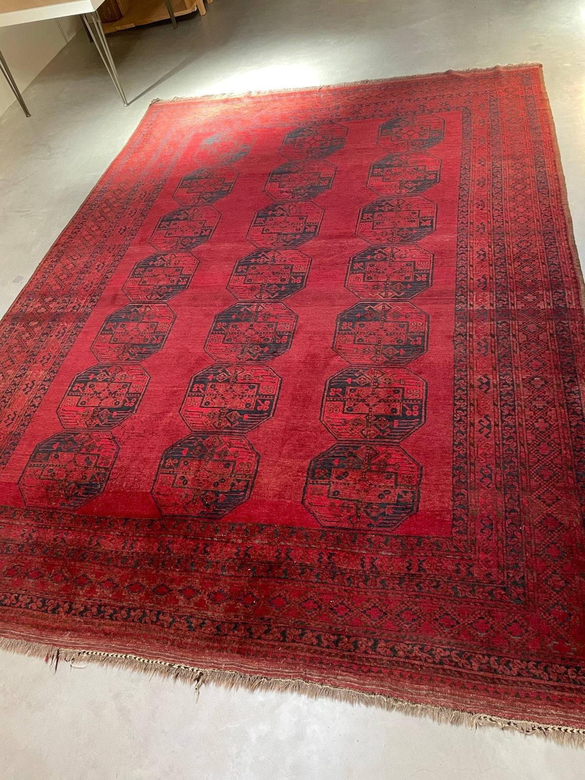 Groot rood tapijt met traditioneel patroon - 395x275 cm, Ophalen, Gebruikt, 200 cm of meer, Rechthoekig