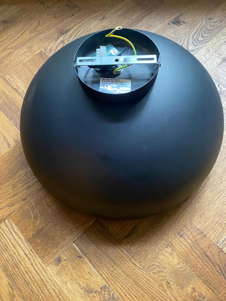 1 Zwarte Plafondlamp E27 - 40cm menerva, Huis en Inrichting, Lampen | Plafondlampen, Ophalen of Verzenden