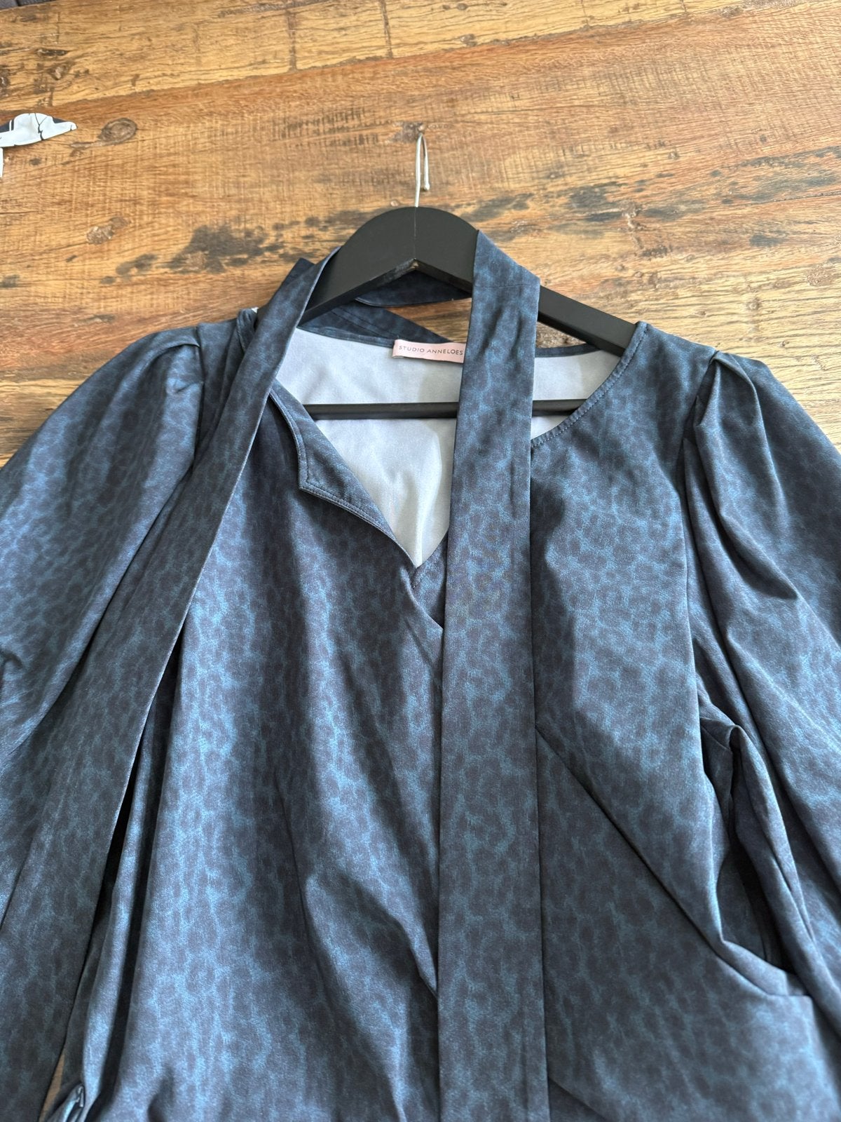 Studio Anneloes Jurk - Maat M - Blauw/Zwart Leopard Print, Maat 38/40 (M), Blauw, Ophalen of Verzenden, Zo goed als nieuw