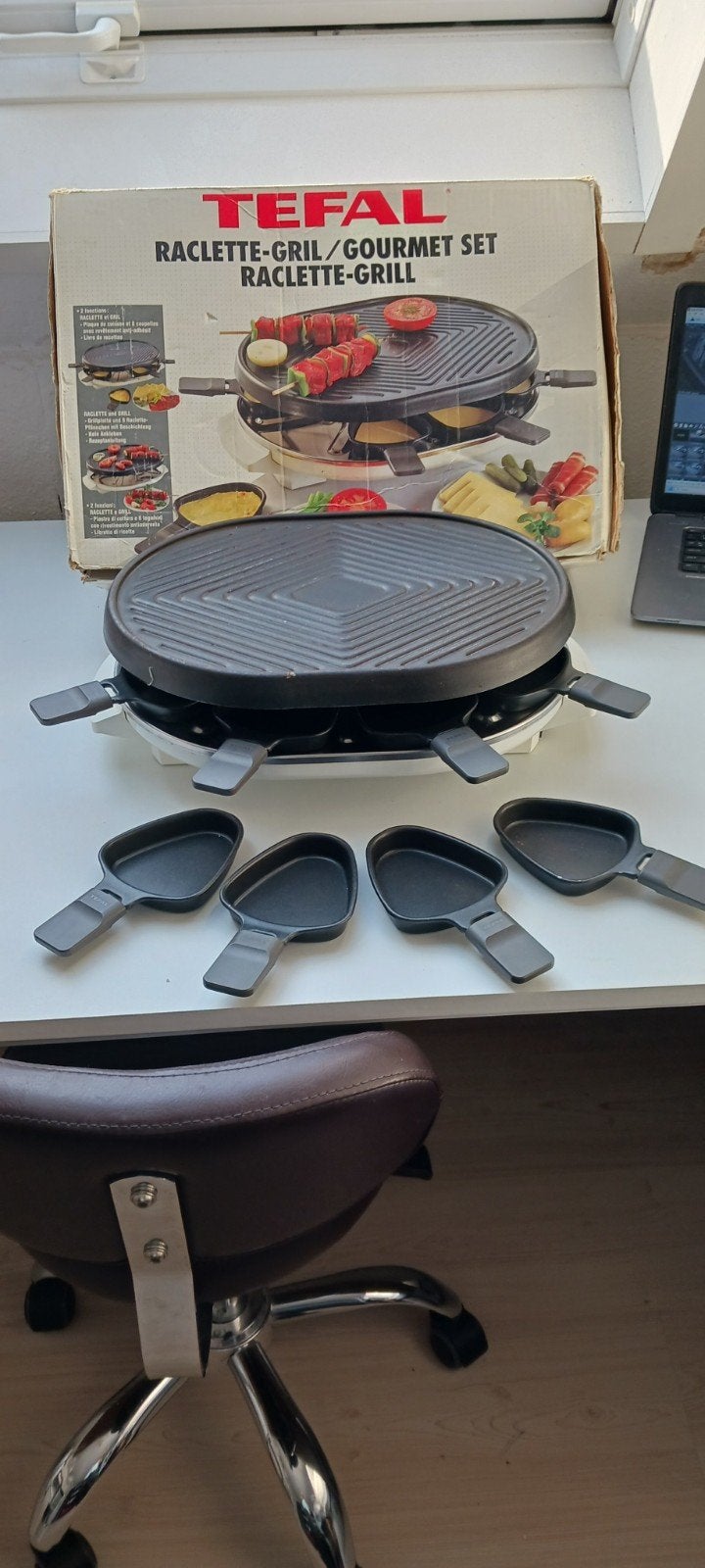 Tefal Raclette-Grill/Gourmet Set, Ophalen of Verzenden, Zwart, Metaal, Overige typen