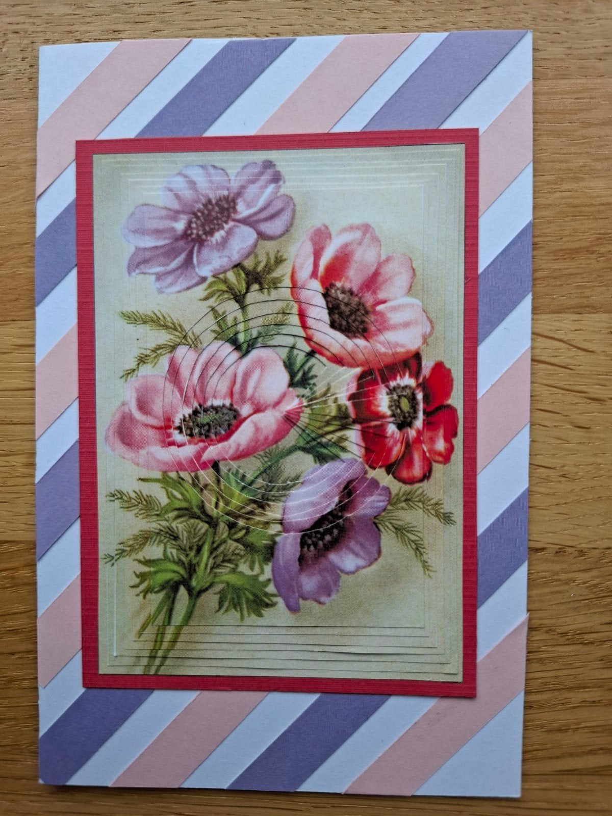 Zelfgemaakte kaart met anemonen, Ophalen of Verzenden, Nieuw
