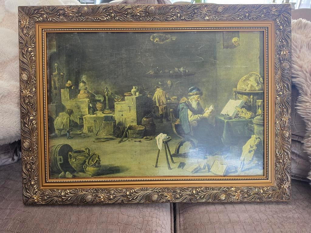 Antiek Schilderij 'De Alchemist' naar David Teniers II, Ophalen of Verzenden