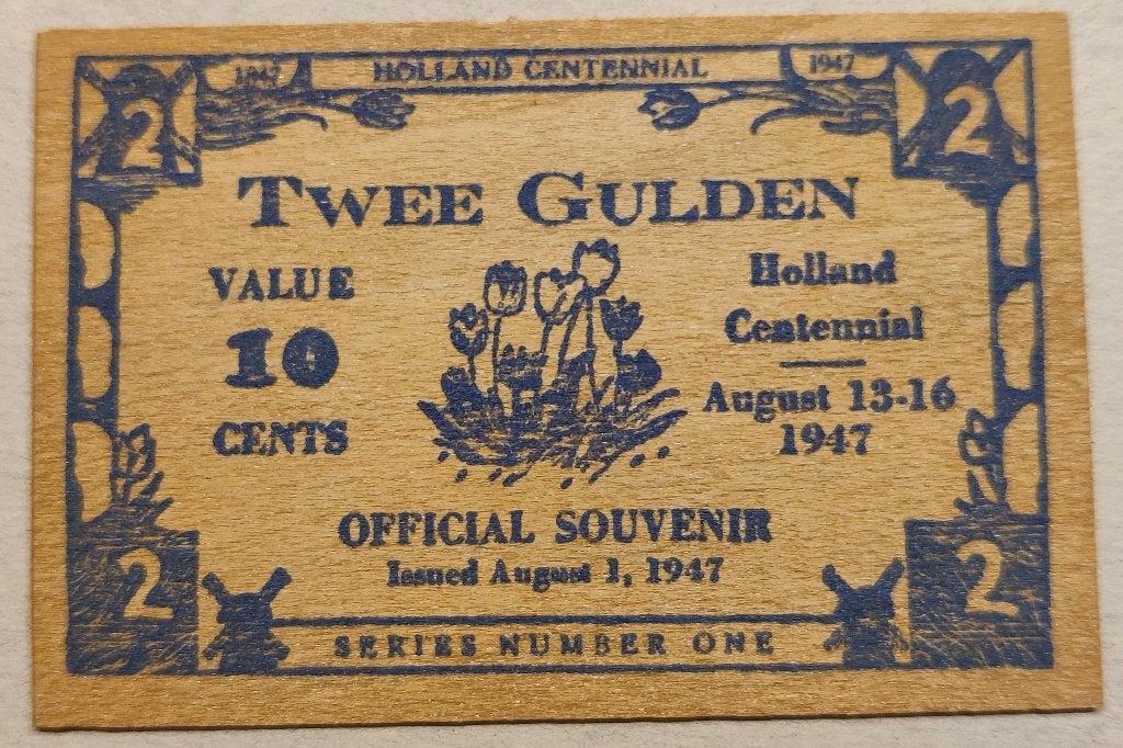 Nederland 2 wooden Gulden 1947, Verzenden, 1 gulden, Los biljet