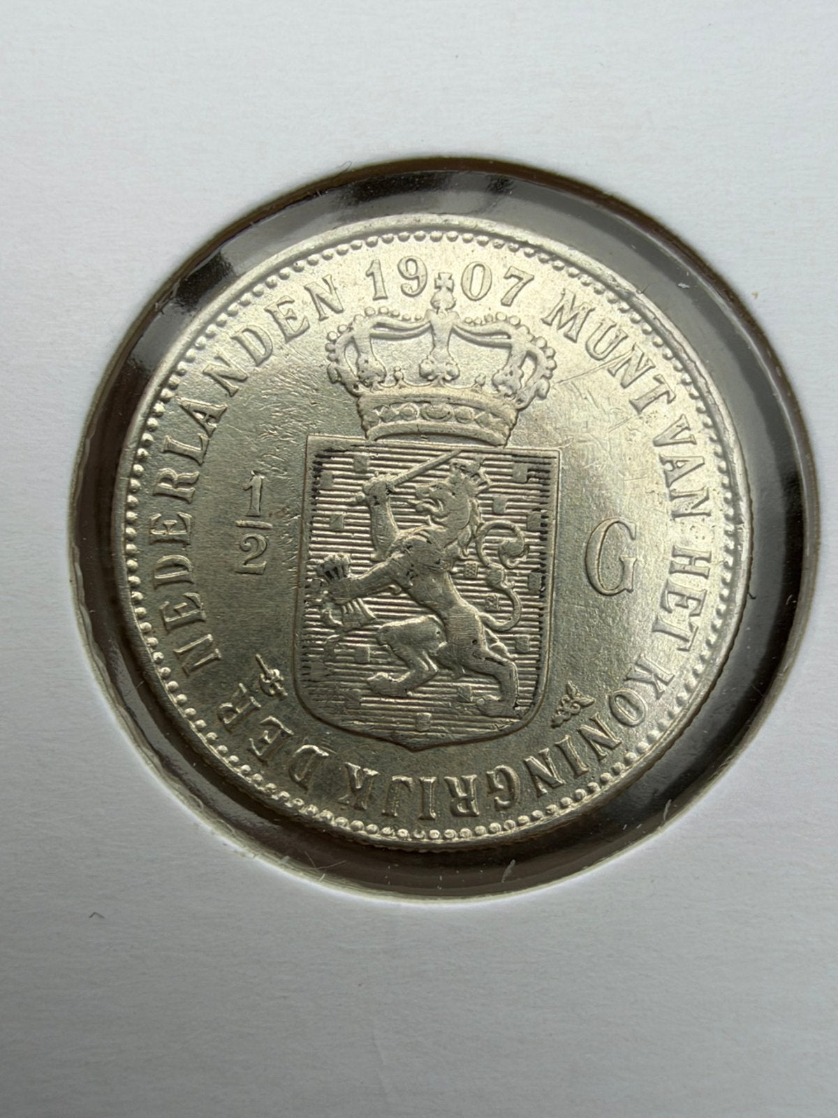Halve gulden 1907 Wilhelmina, ½ gulden, Zilver, Ophalen of Verzenden, Koningin Wilhelmina