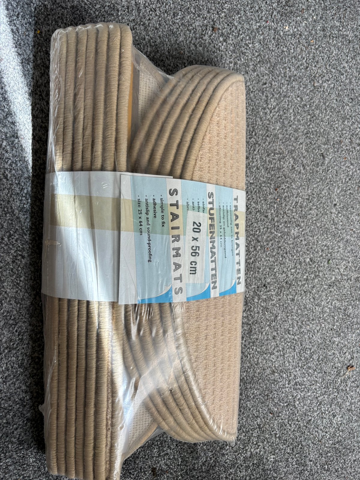 Trapmatten Beige 25x64 cm - Antislip & Geluiddempend, Huis en Inrichting, Minder dan 50 cm, 50 tot 100 cm, Beige, Nieuw