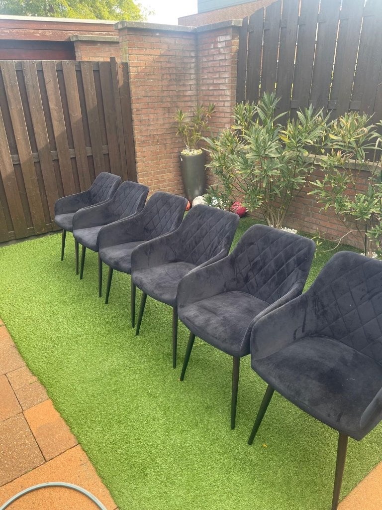 Loods 5 eetkamerstoelen zwart, Ophalen, Zwart, Zo goed als nieuw, Stof