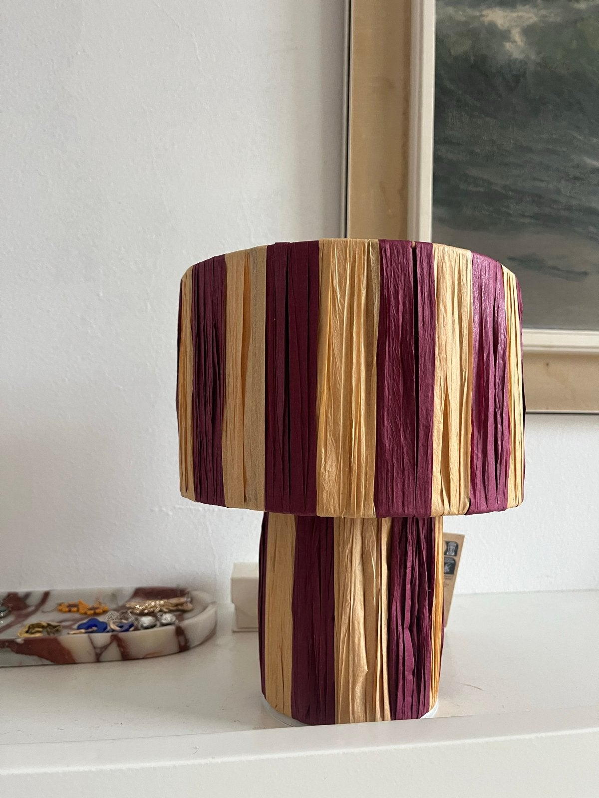 Nieuw lampje met paarse en beige strepen, Werkt op batterijen, Ophalen of Verzenden, Nieuw, Meerkleurig