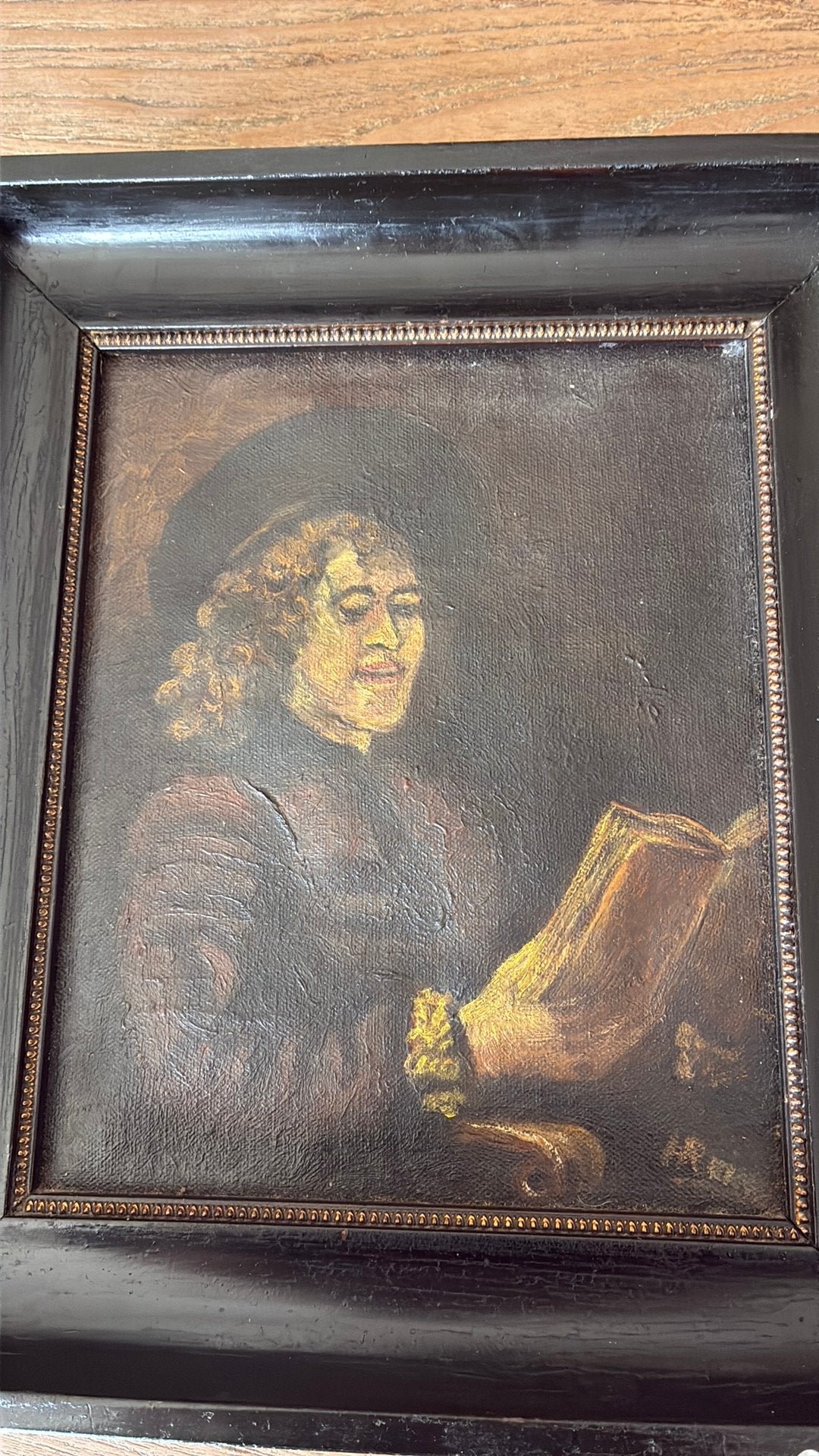 Oud olieverf schilderij Rembrandtstijl, Antiek en Kunst, Ophalen of Verzenden, Portret of Personen