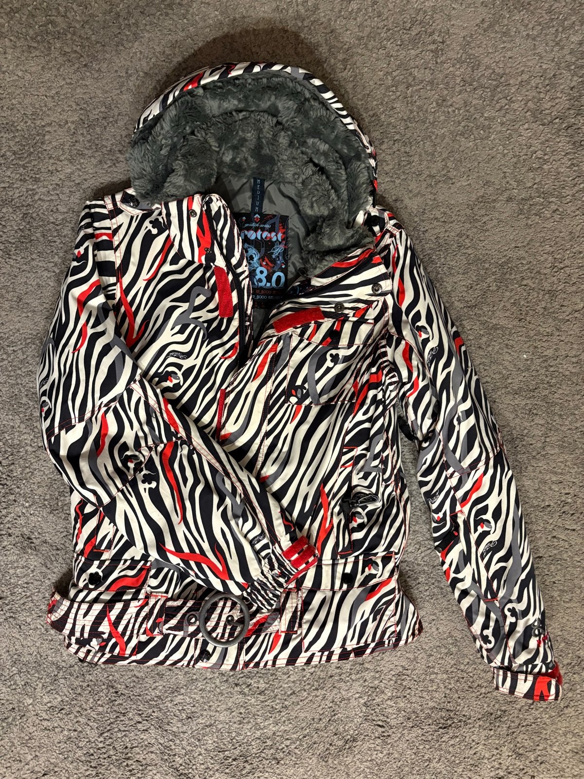 Protest ski-jas dames maat M - Zebra print, Kleding | Dames, Ophalen, Zo goed als nieuw, Maat 38/40 (M), Jack