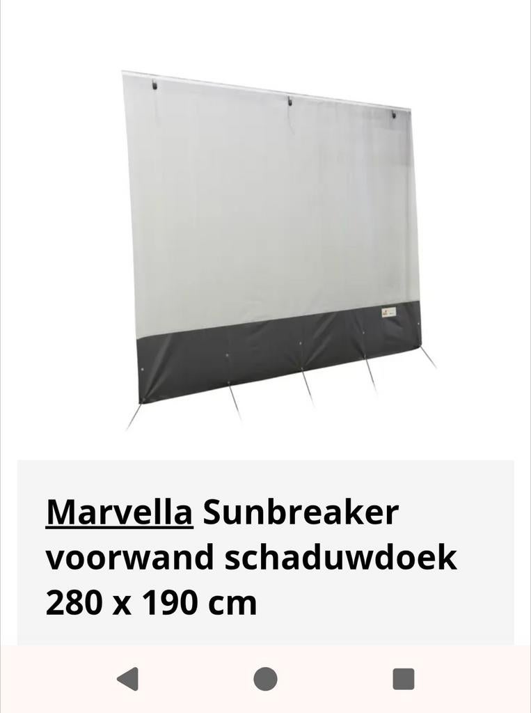 Marvella Sunbreaker voorwand schaduwdoek 280 x 190 cm, Ophalen of Verzenden