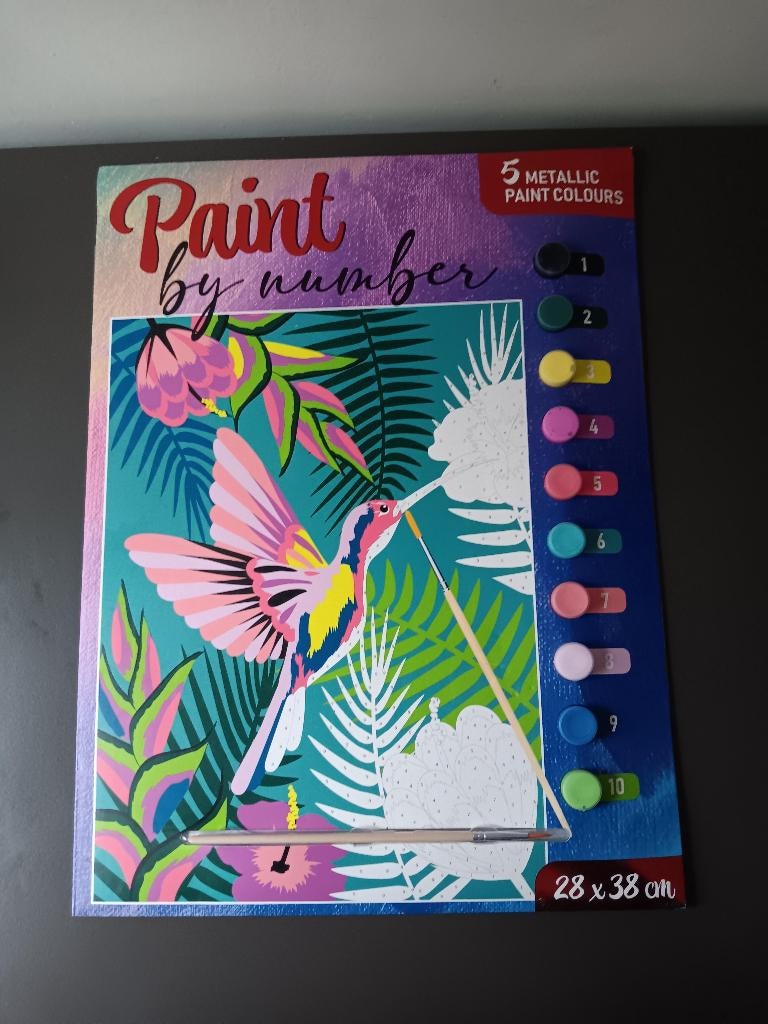 Paint by number set tropische vogel 28 x 38 cm, Ophalen of Verzenden, Nieuw, Schilderen op nummer