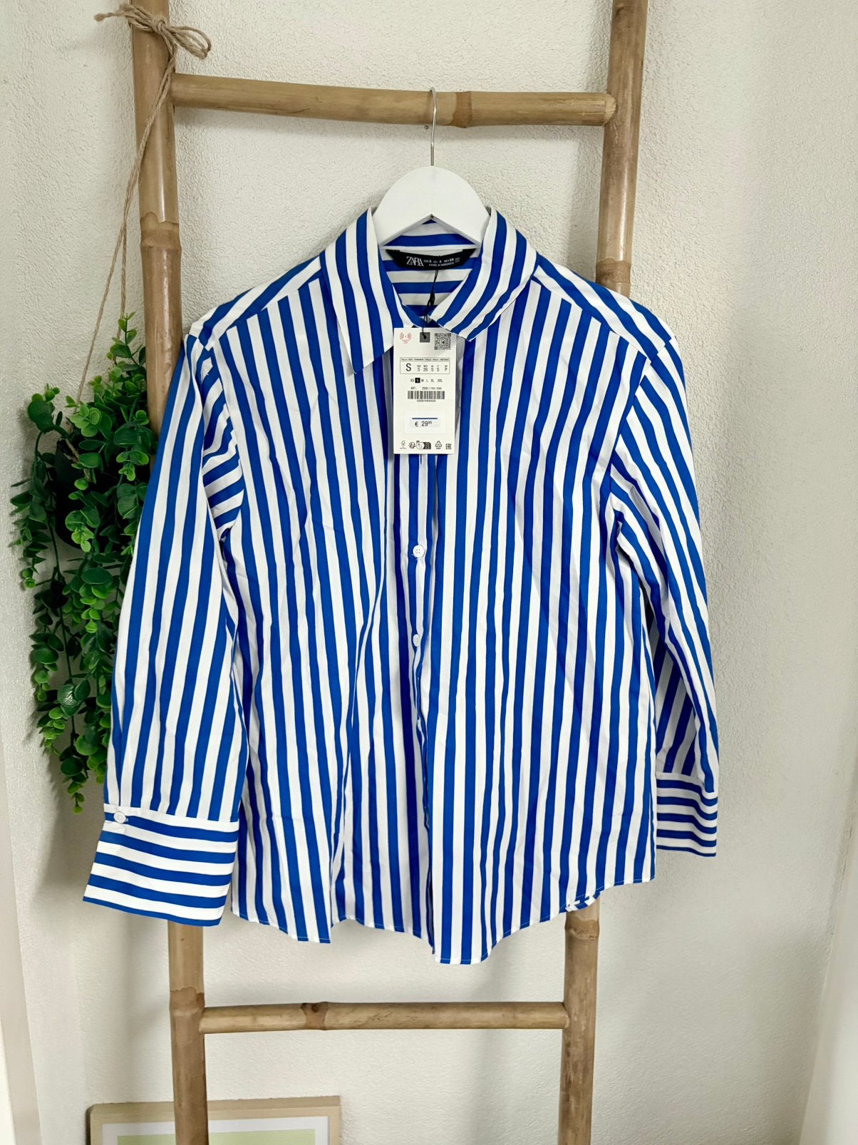 Nieuwe katoenen Zara blouse maat S, Ophalen of Verzenden, Nieuw, Maat 36 (S), Blauw