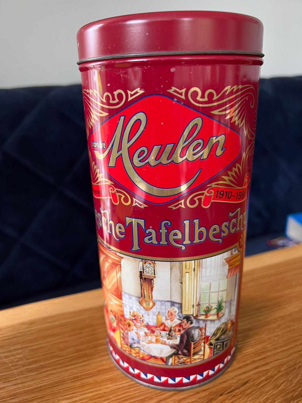 Van der Meulen tafelbeschuitblik 75 jaar jubileum uit 1985, Verzamelen, Ophalen of Verzenden, Overige