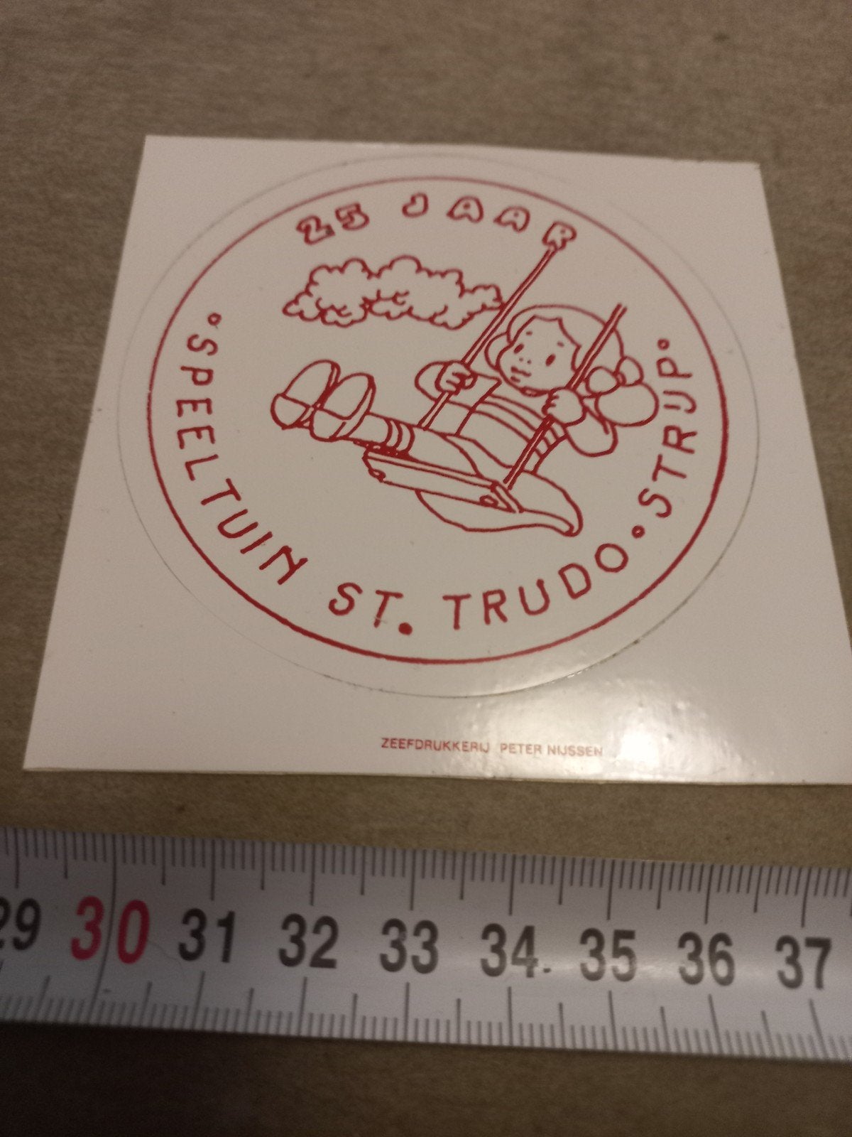 Vintage Sticker: 25 Jaar Speeltuin St. Trudo Strup, Ophalen of Verzenden, Zo goed als nieuw, Overige typen