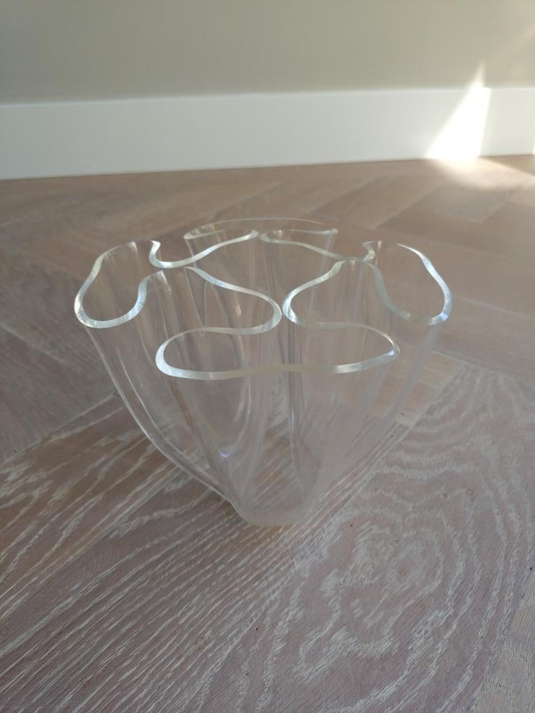 Vintage Design Vaas Luigi Massoni voor Guzzini plexiglas, Ophalen of Verzenden, Rechthoekig