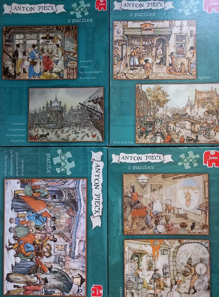 7 puzzels van anton pieck, Ophalen, 500 t/m 1500 stukjes, Gebruikt, Legpuzzel