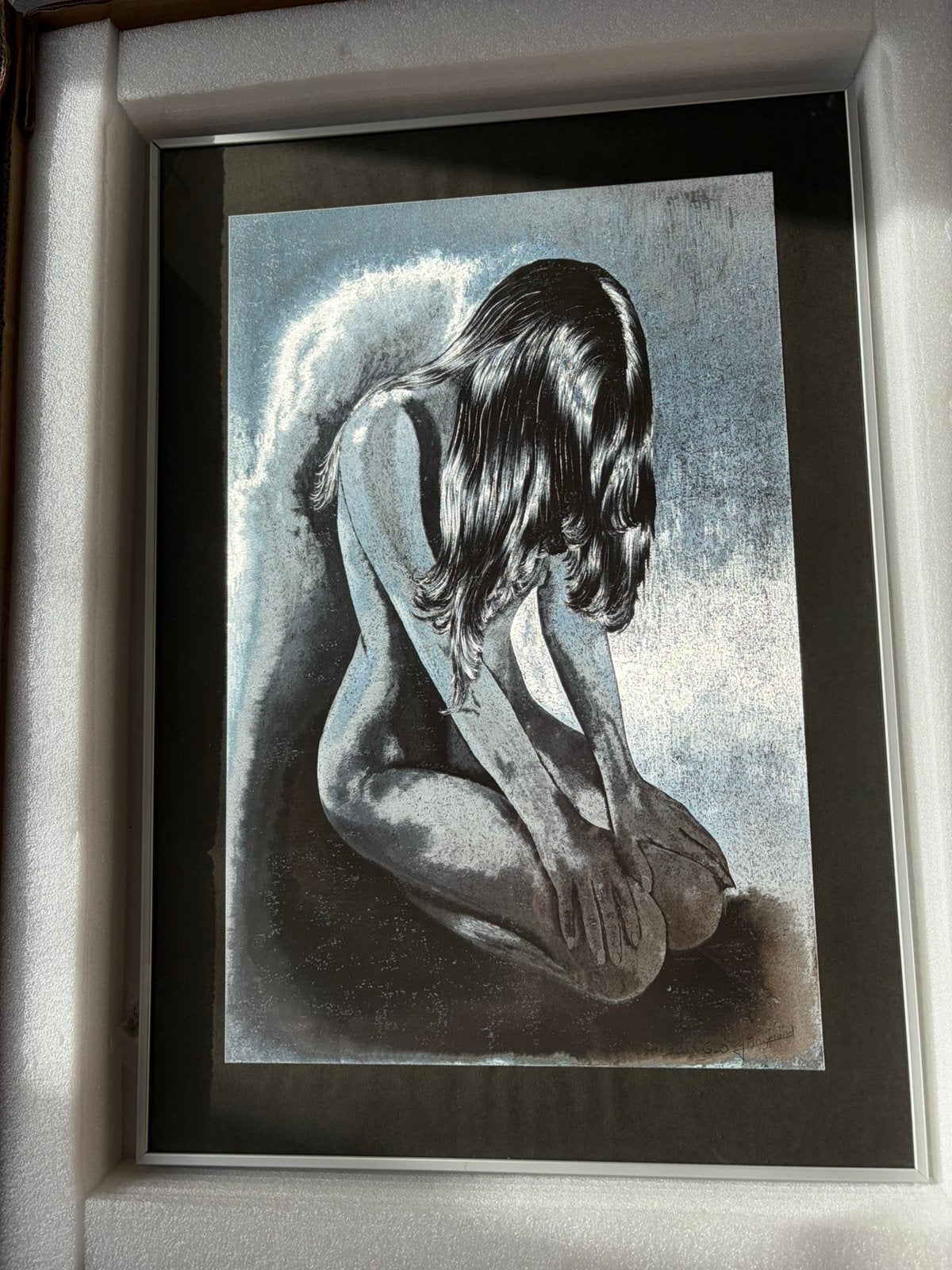 G.O. JAngerand geknielde naakte vrouw, vintage, 1950 - 1999, Overige technieken, Ophalen of Verzenden, 32 cm