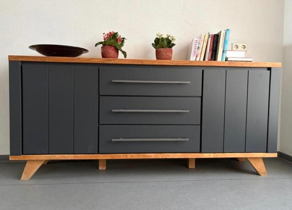 Henders & Hazel dressoir - modern eiken/zwart-190 cm ->1200€, Ophalen, 150 tot 200 cm, Eikenhout, Zo goed als nieuw