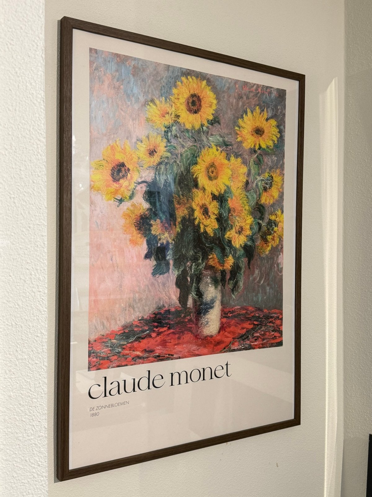 Claude Monet Zonnebloemen Poster met Lijst (Eik. Walnoot), Huis en Inrichting, Woonaccessoires | Schilderijen, Tekeningen en Foto's