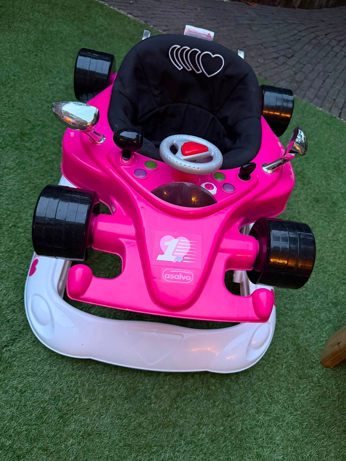 Roze Asalvo loopstoel met geluid en wieltjes, Ophalen, Gebruikt, Auto, Met geluid