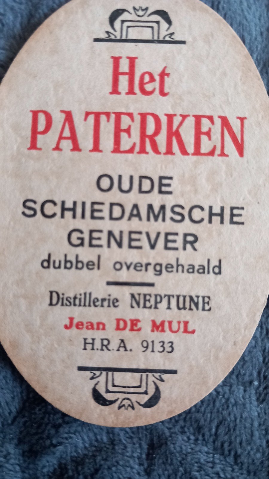UNIEK 100 jr oud Jenever Etiket "HET PATERKEN " ZELDZAAM Ant, Verzamelen, Ophalen of Verzenden, Zo goed als nieuw, Overige typen