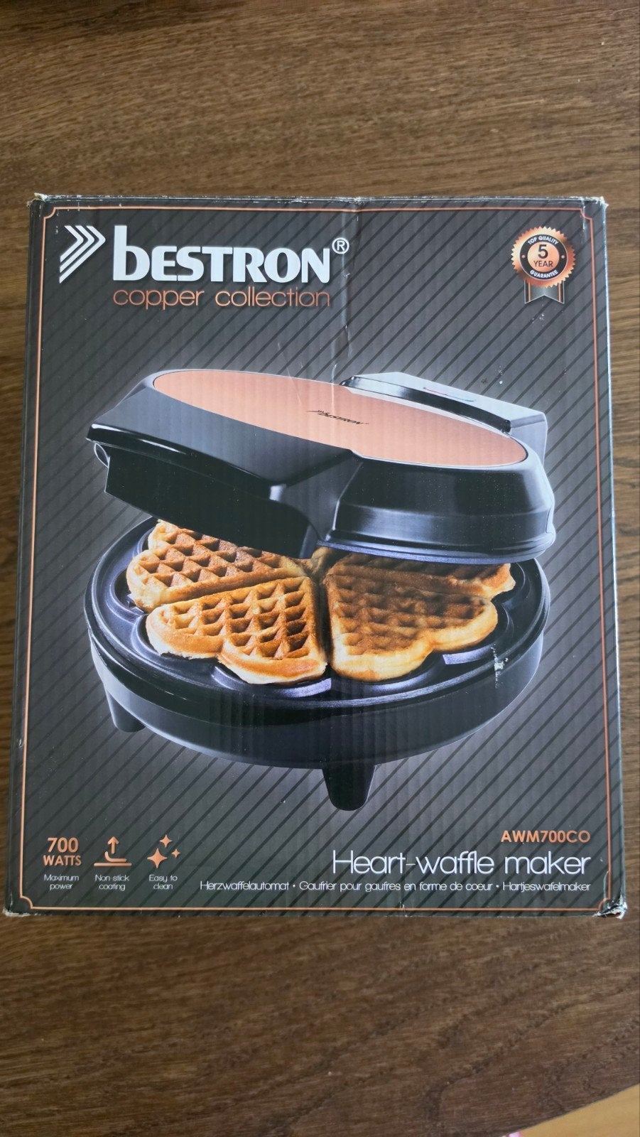 Bestron Hartjes Wafelijzer AWM700CO - Copper Collection, Ophalen of Verzenden, Zo goed als nieuw