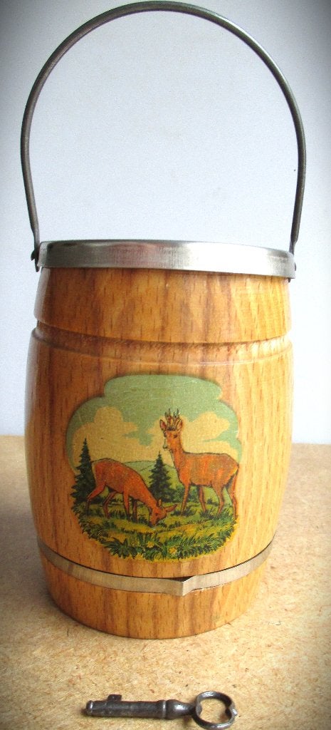 Spaarpot Vintage~Ton~Houten Souvenir Spaarpotje, Ophalen of Verzenden