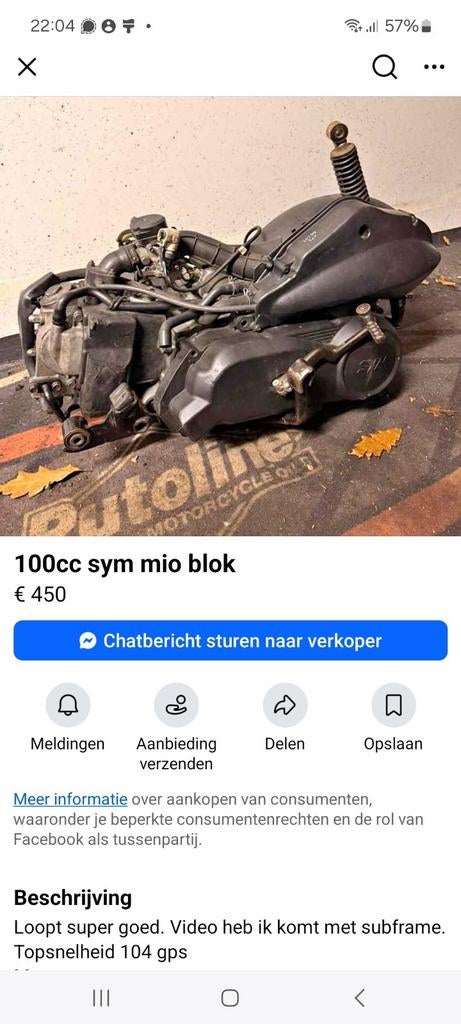 100cc Sym Mio Blok Compleet of Onderdelen, Ophalen of Verzenden, Gebruikt, Blok, SYM