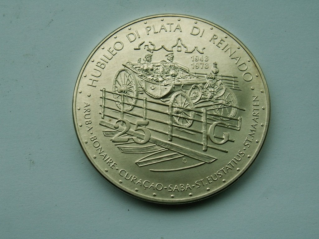 Nederlandse Antillen.  25 Gulden - 1973, Koningin Juliana, Verzenden, Zilver, Overige waardes