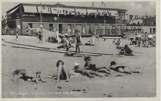 Vlissingen Zonnebaden aan het Strand, Verzenden, 1920 tot 1940, Gelopen, Zeeland