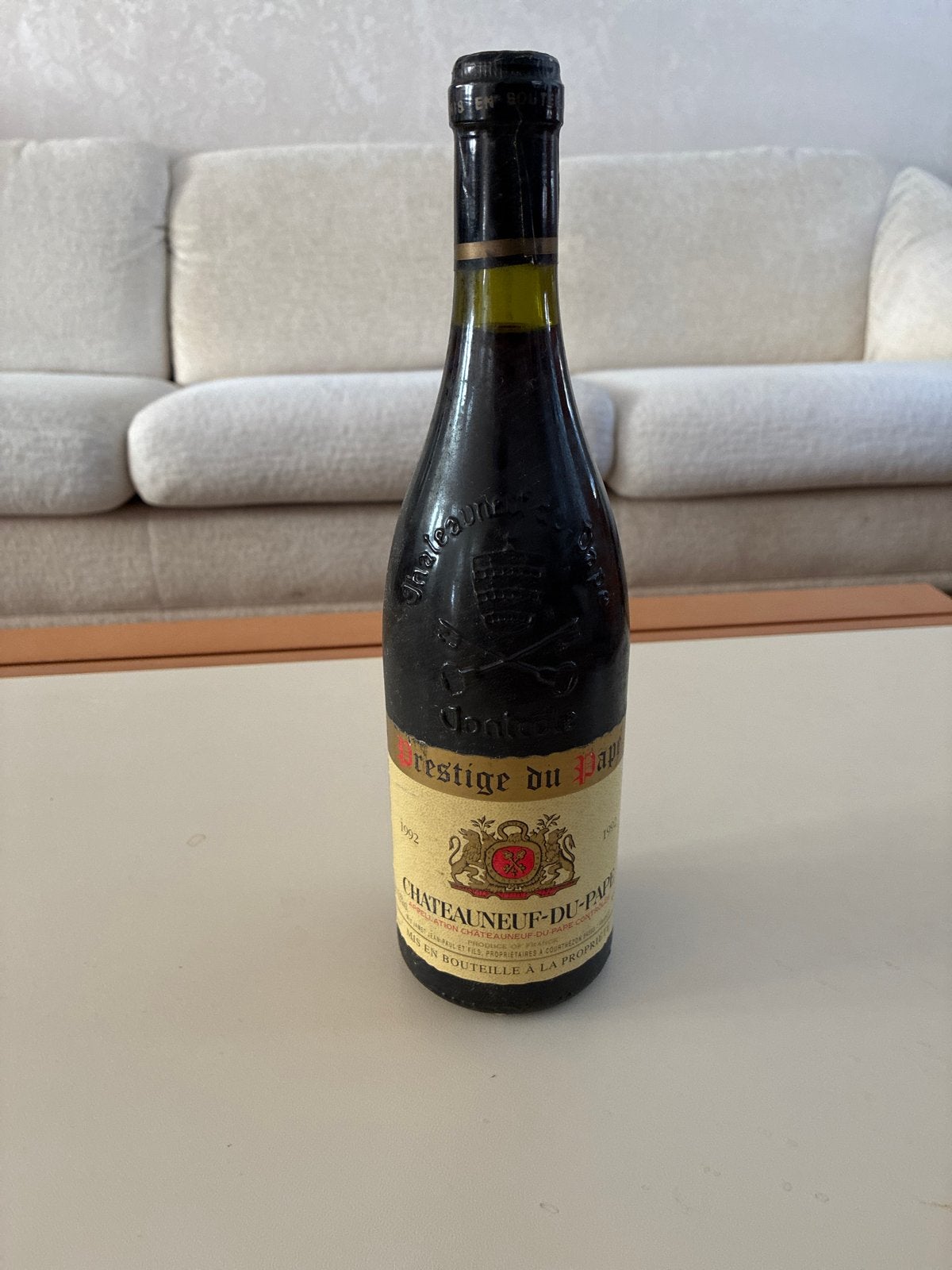 Châteauneuf-du-Pape Prestige du Pape 1992, Gebruikt, Frankrijk, Ophalen of Verzenden, Rode wijn
