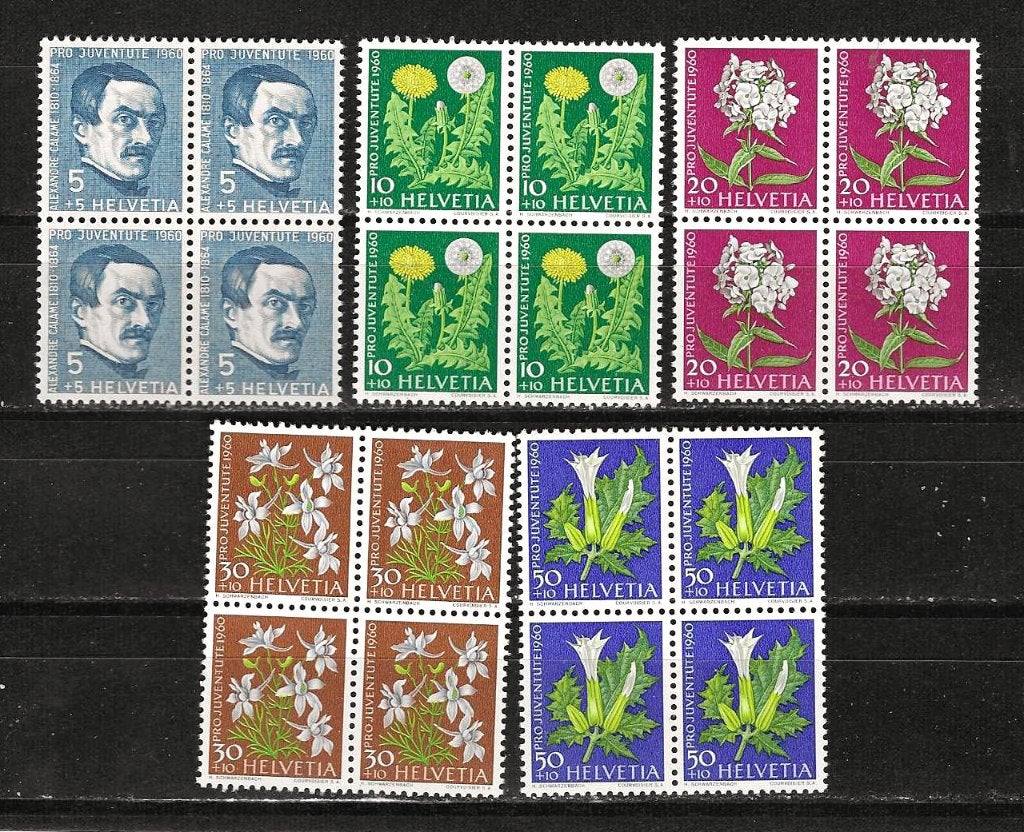 Zwitserland 722-726 postfris blok van 4, Ophalen of Verzenden, Postfris
