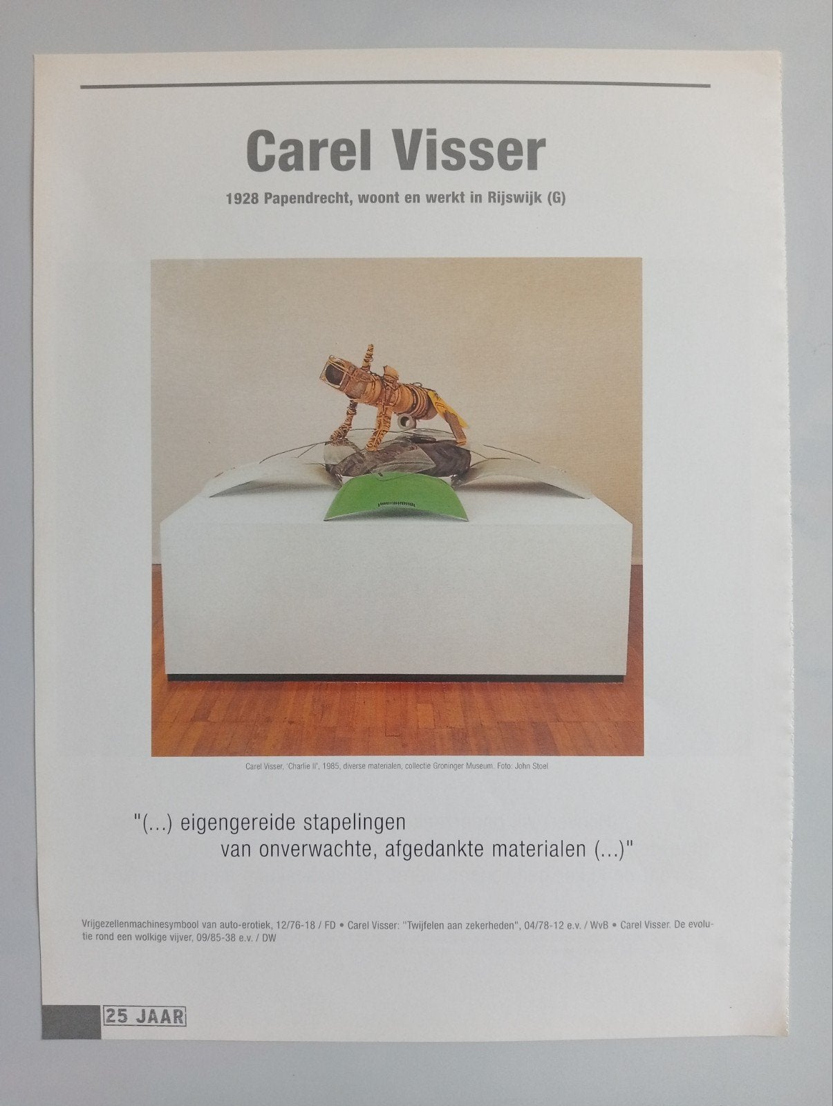 Carel Visser (2000) artikel als affiche, Ophalen of Verzenden