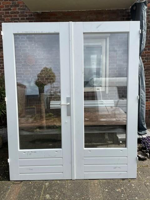 Dubbel Deurstel, Doe-het-zelf en Verbouw, Deuren en Horren, Ophalen, Gebruikt, 120 cm of meer, Buitendeur