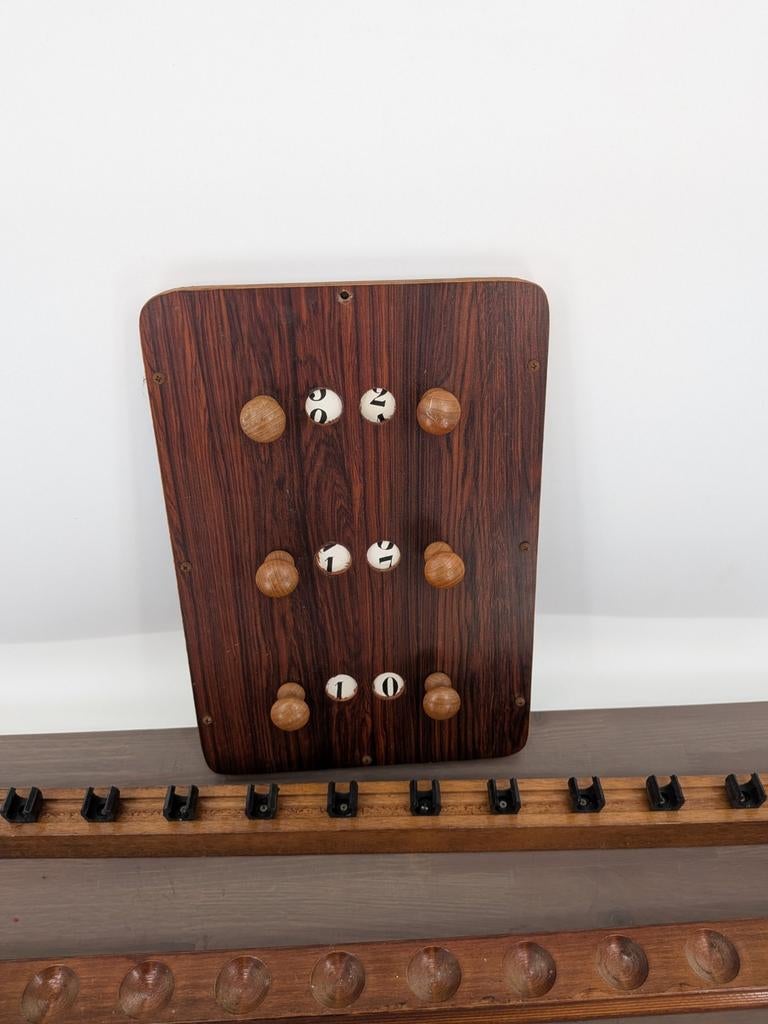 Vintage Houten Biljart Scorebord en Keu Rekken, Sport en Fitness, Biljarten en Poolen, Gebruikt, Overige typen, Onbekend, Ophalen of Verzenden