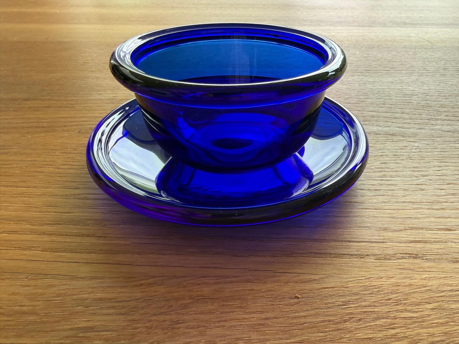 Vintage Nuutajärvi Luna Kaj Frank  Glazen Kom met Schotel, Antiek en Kunst, Ophalen