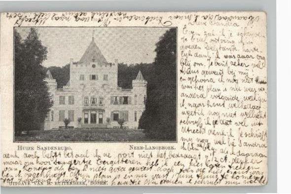 Huize  Sandenburg met Grootrondstempel Neer Langbroek 1900, Verzamelen, Ansichtkaarten | Nederland, Verzenden, Voor 1920, Gelopen