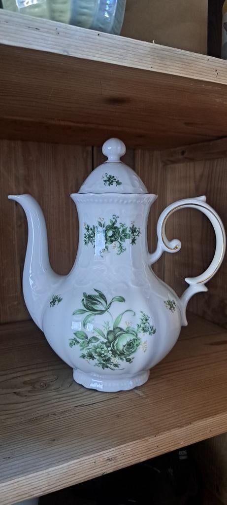 Vintage Seltmann Weiden Koffiepot - Groen Bloemmotief, Ophalen