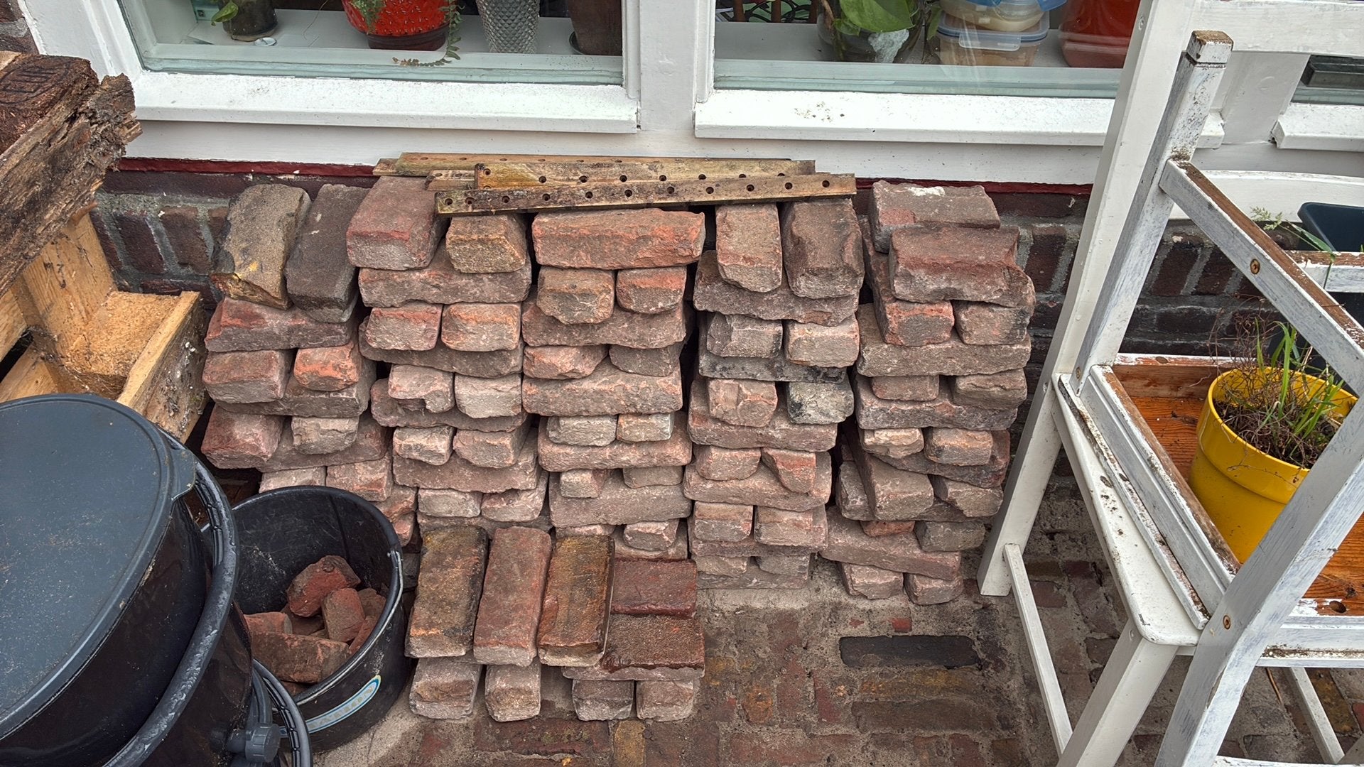Kleine partij roze waaltjes, dubbel gebakken (ca. 1m²), Tuin en Terras, Ophalen, Gebruikt, Keramiek, Klinkers