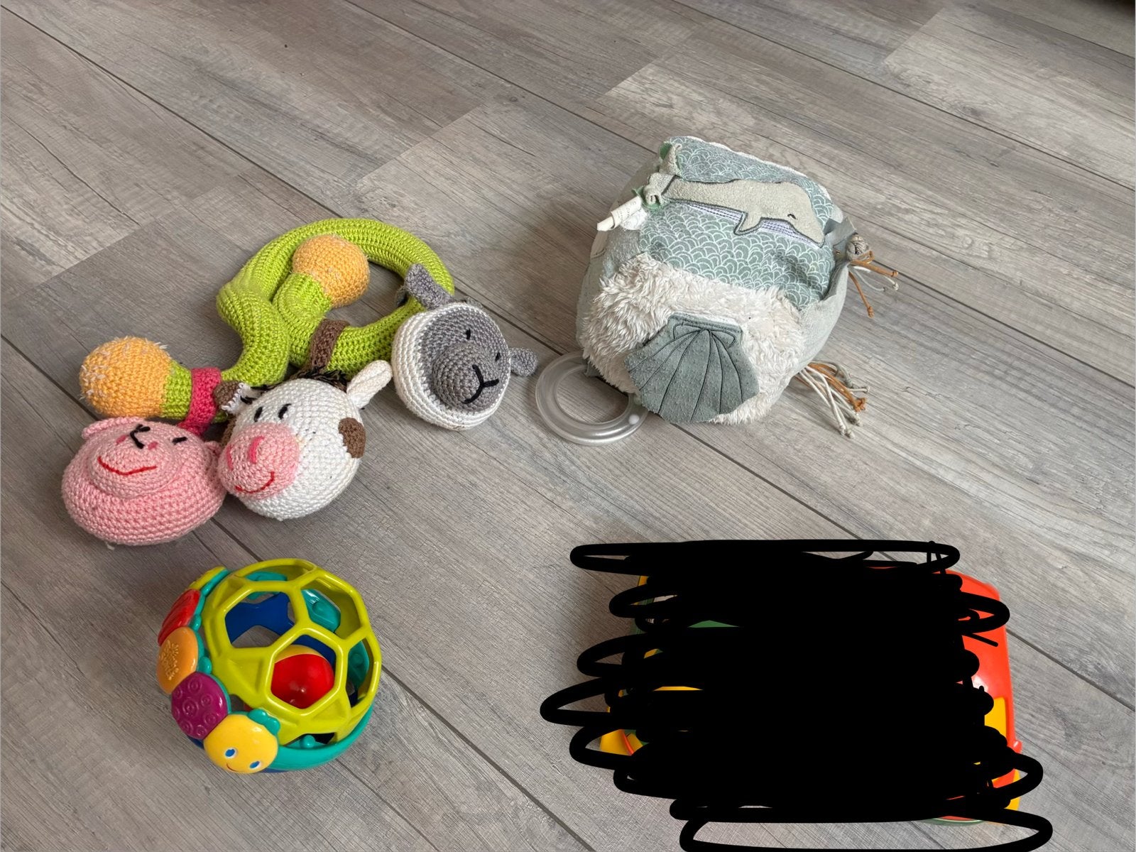 Gratis baby en peuter speelgoed: boxspiraal, speelkubus, bal, Ophalen, Gebruikt, Overige typen, Met geluid
