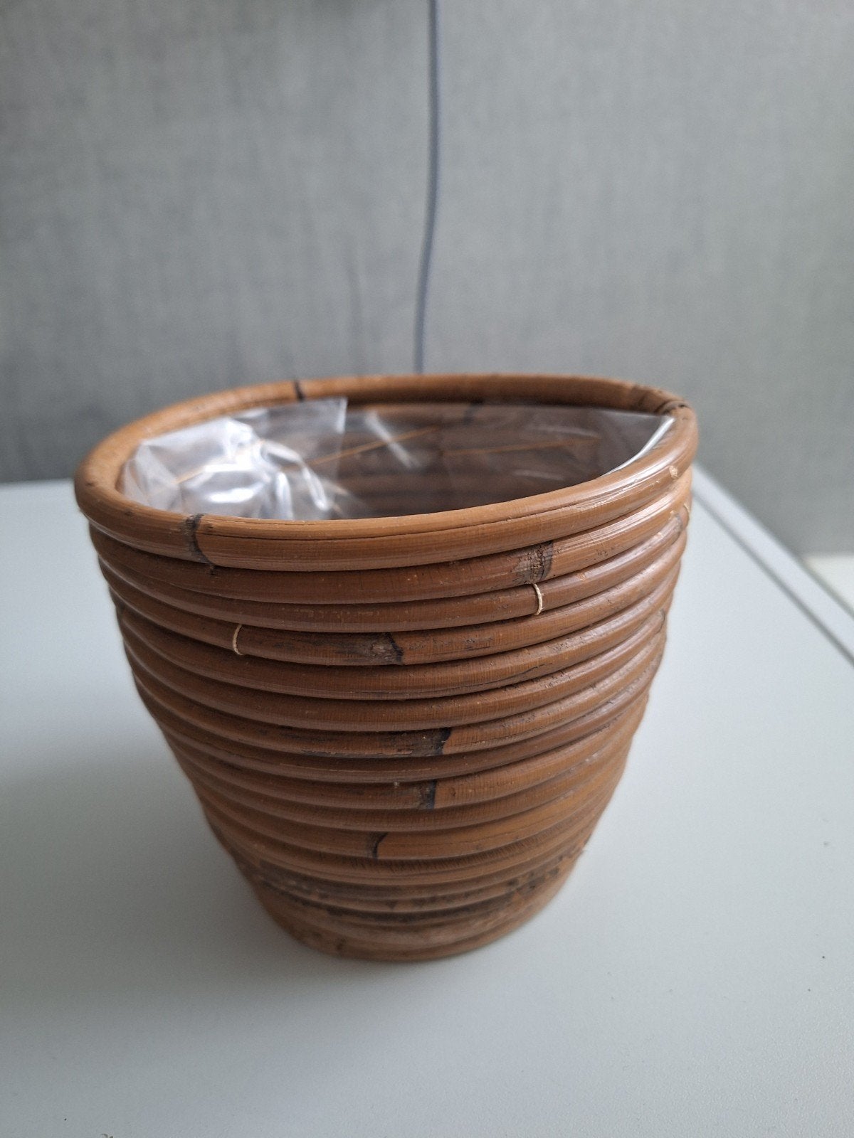 2 zgan rieten planten mandjes, Ophalen of Verzenden, Zo goed als nieuw, Overige materialen