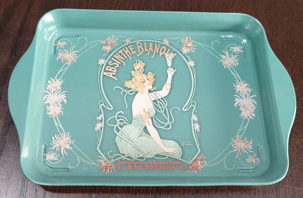 Turquoise dienblad Absint Blanqui, Ophalen of Verzenden, Zo goed als nieuw, Dienblad, Metaal