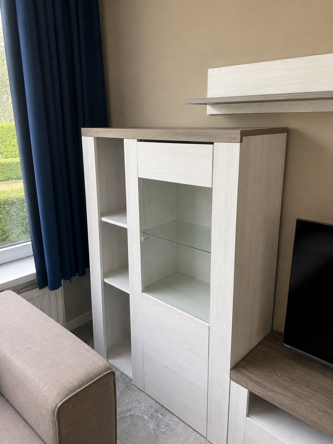 Moderne vitrinekast - 100x37x145 cm, Ophalen, Gebruikt, 100 tot 150 cm, Glas