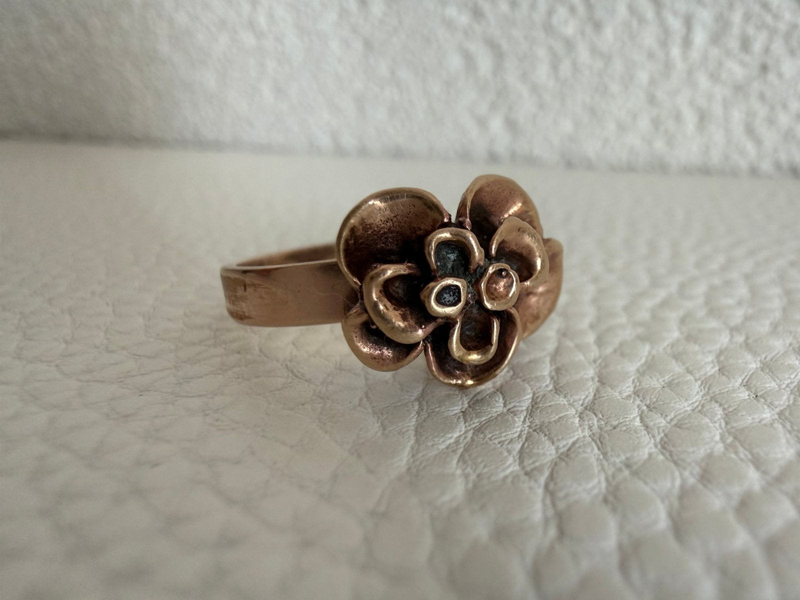 H301/Vintage Bronzen HANNU IKONEN ring FINLAND verstelbaar, Overige materialen, Gebruikt, Overige kleuren, Verzenden