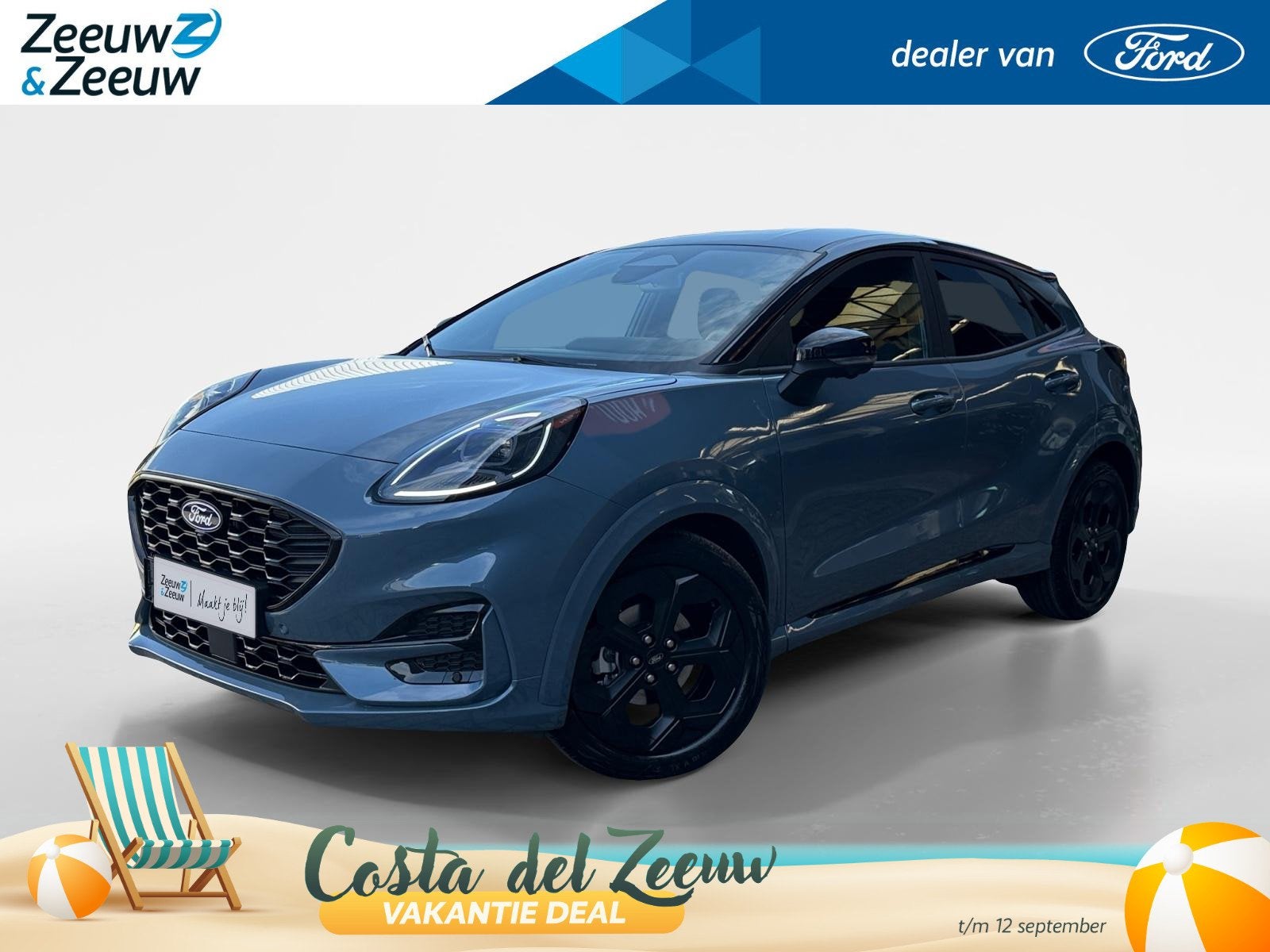 Ford Puma 1.0 EcoBoost Hybrid BlueCruise Edition | Nieuw te, 12 maanden, Puma, Blauw, Leder en Stof
